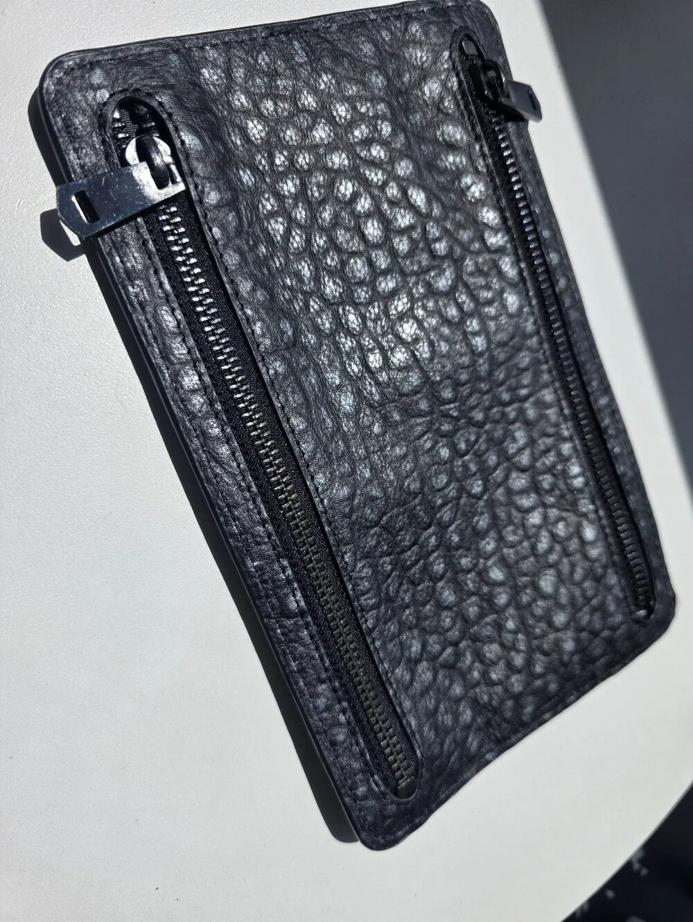All Saints - Black Textured Zip Pouch4